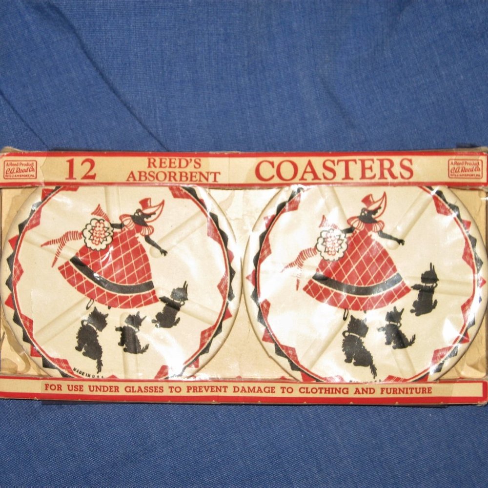 Adorable Vintage Reed's Absorbent Coasters - Picture 2 of 2
